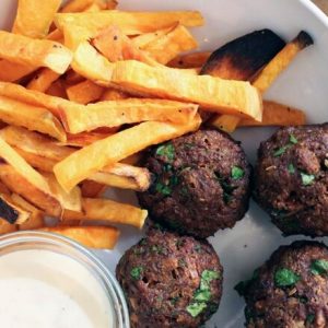 Meat Ball Grinder With Fries